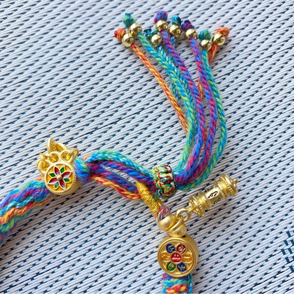 Handmade Tibetan Colorful Reincarnation Braided Knot String Bracelet - Picture 5 of 7